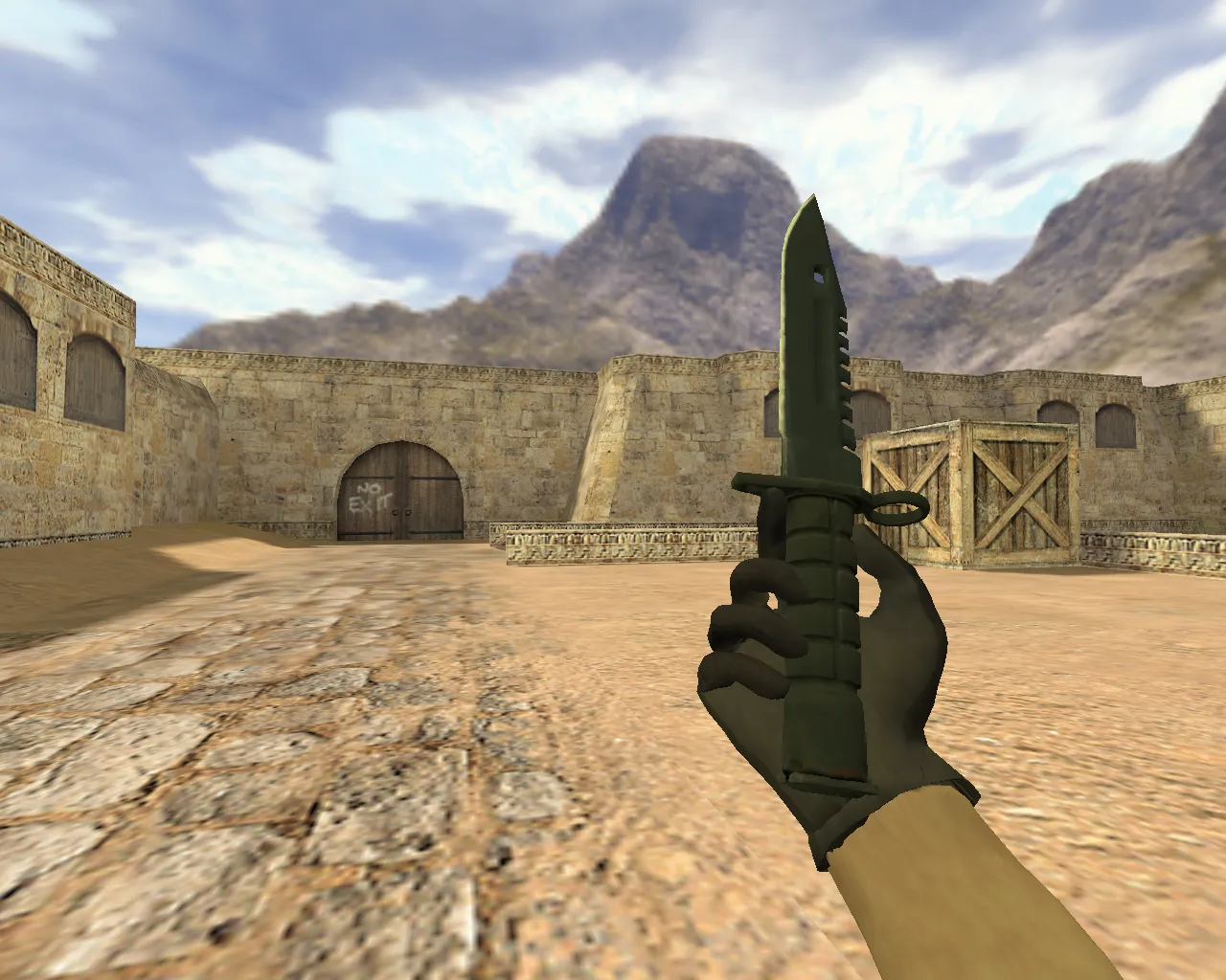 Скриншот Модель ножа «Штык-нож М9 Ночь» v_ и p_ для CS 1.6: звуки, анимация осмотра, текстуры и качество