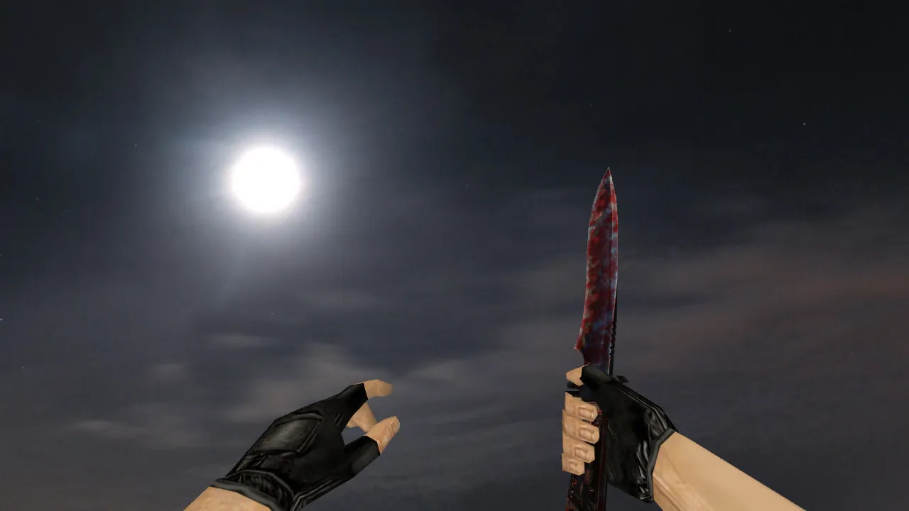 Скриншот Модель ножа Default Knife Bloody v_ для CS 1.6: звуки, анимация осмотра, качество текстур и настройка