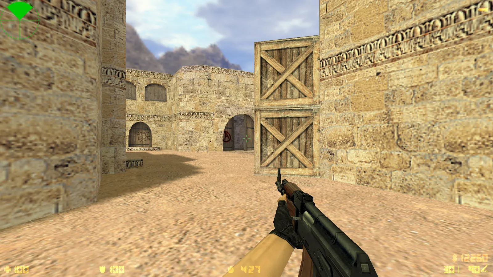 Скриншот CS 1.6 2018 года: сборка с HD оружием, темой меню, воротами de_dust2 и оптимизированным конфигом