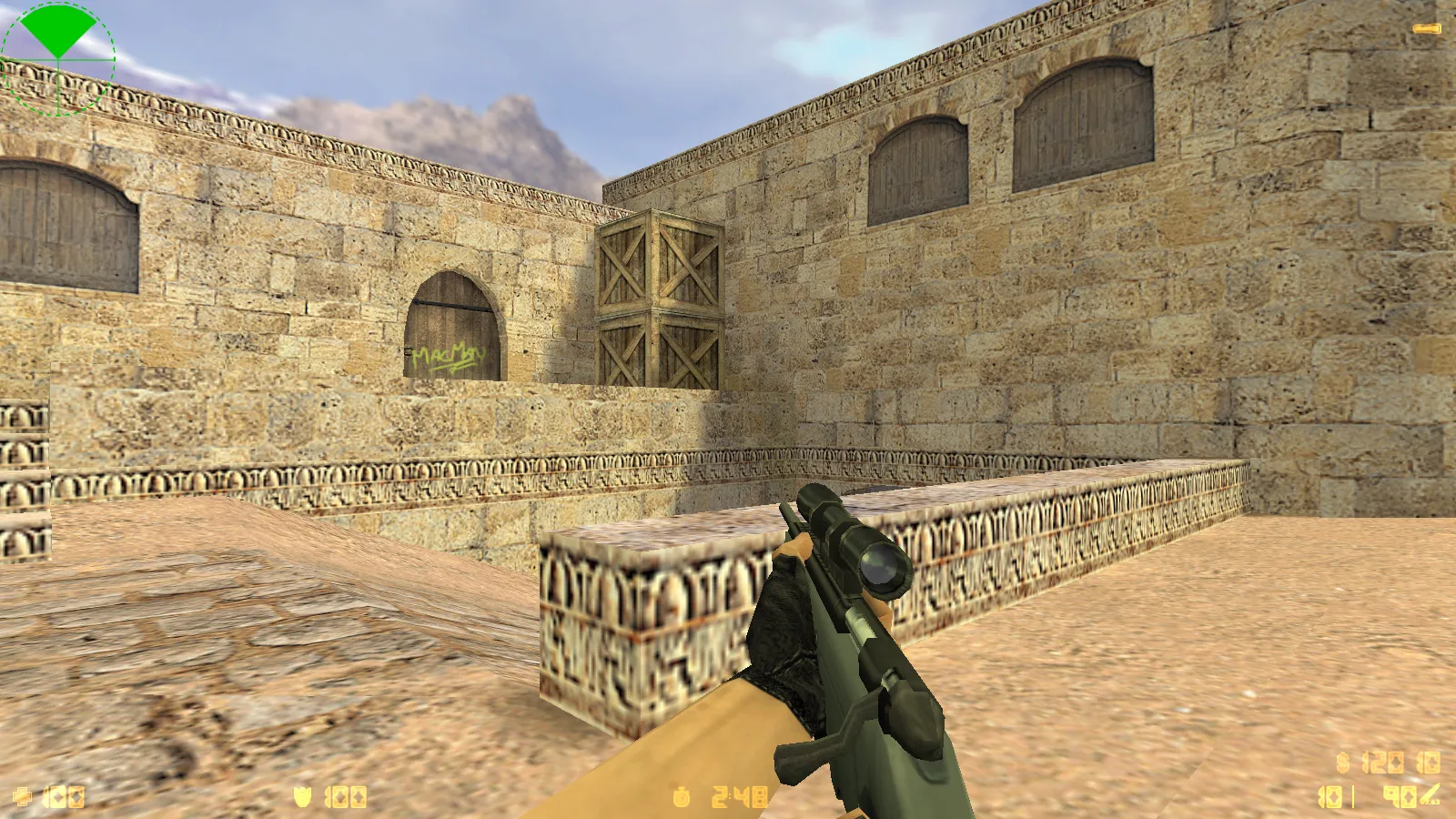 Скриншот  CS 1.6 2018 года: сборка с HD оружием, темой меню, воротами de_dust2 и оптимизированным конфигом