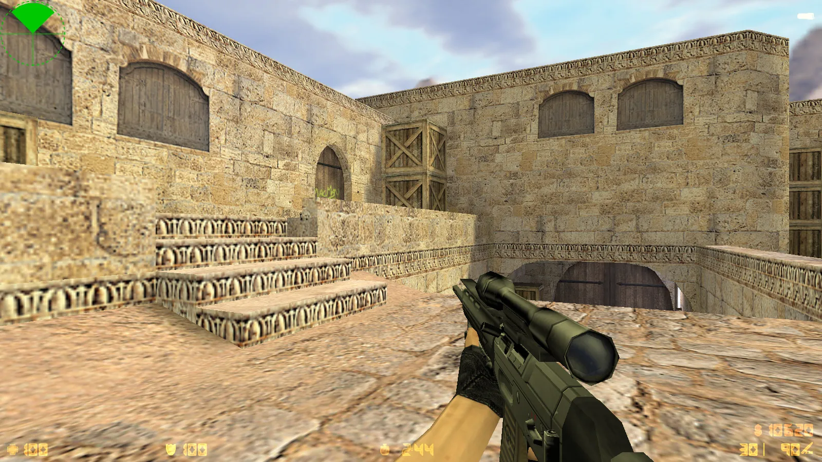 Скриншот  CS 1.6 2018 года: сборка с HD оружием, темой меню, воротами de_dust2 и оптимизированным конфигом