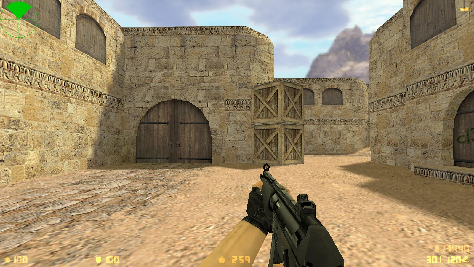 Скриншот  CS 1.6 2018 года: сборка с HD оружием, темой меню, воротами de_dust2 и оптимизированным конфигом