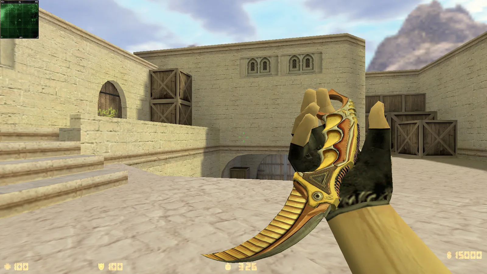 Скриншот CS 1.6 2019 года — сборка с 10 апгрейдами: HD оружие, черное меню, GIGN-фон, звуки, музыка и оптимизированный config.cfg