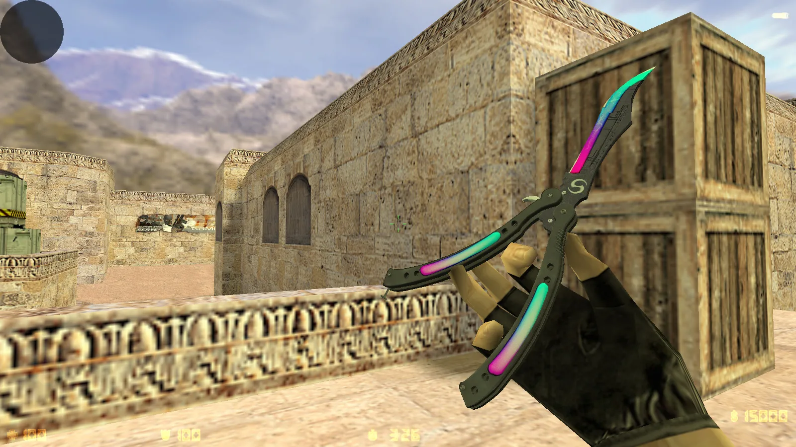 Скриншот CS 1.6 2021 года: сборка с 9 правками, 29 скинами оружия, темным меню, Howl-фоном и оптимизированным конфигом