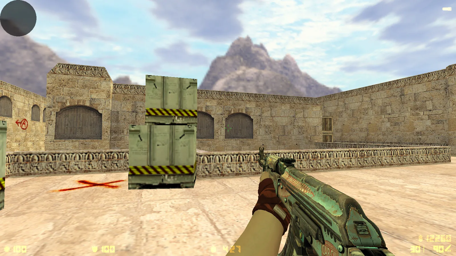 Скриншот CS 1.6 2021 года: сборка с 9 правками, 29 скинами оружия, темным меню, Howl-фоном и оптимизированным конфигом