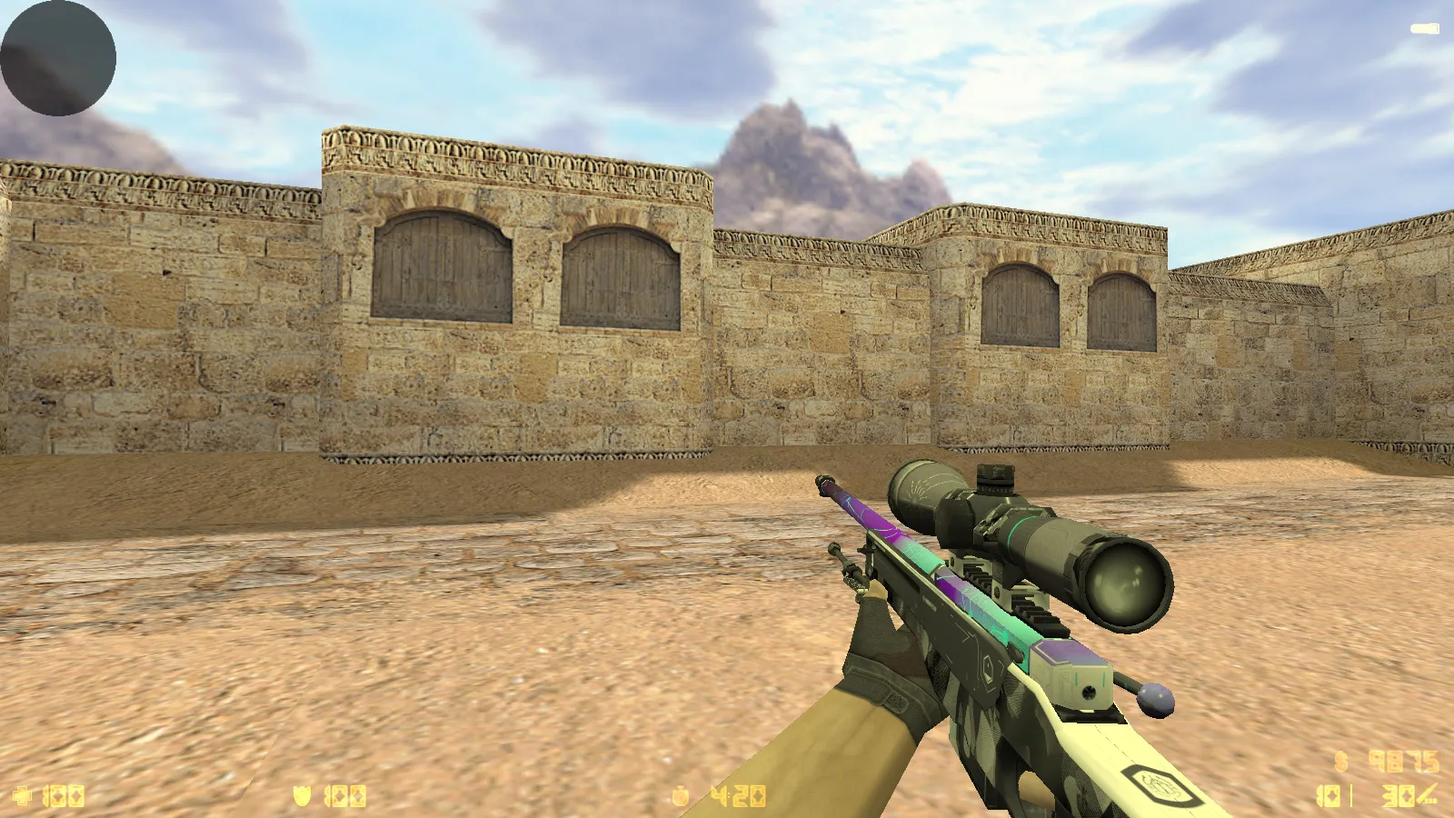 Скриншот  CS 1.6 2021 года: сборка с 9 правками, 29 скинами оружия, темным меню, Howl-фоном и оптимизированным конфигом