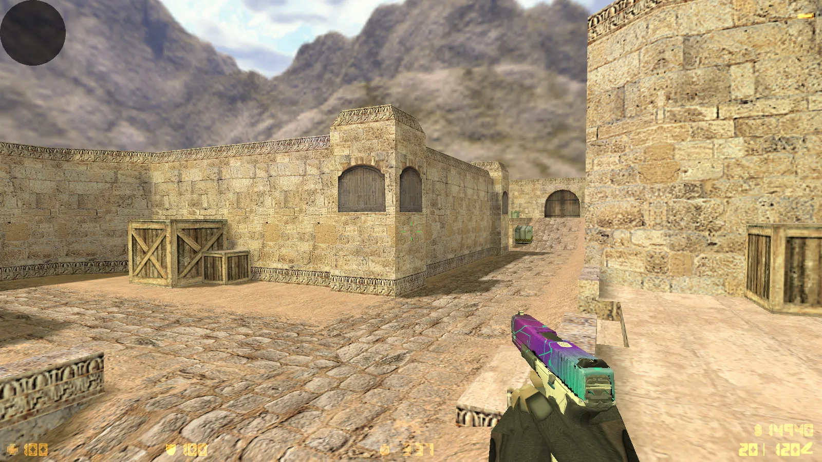 Скриншот  CS 1.6 2021 года: сборка с 9 правками, 29 скинами оружия, темным меню, Howl-фоном и оптимизированным конфигом