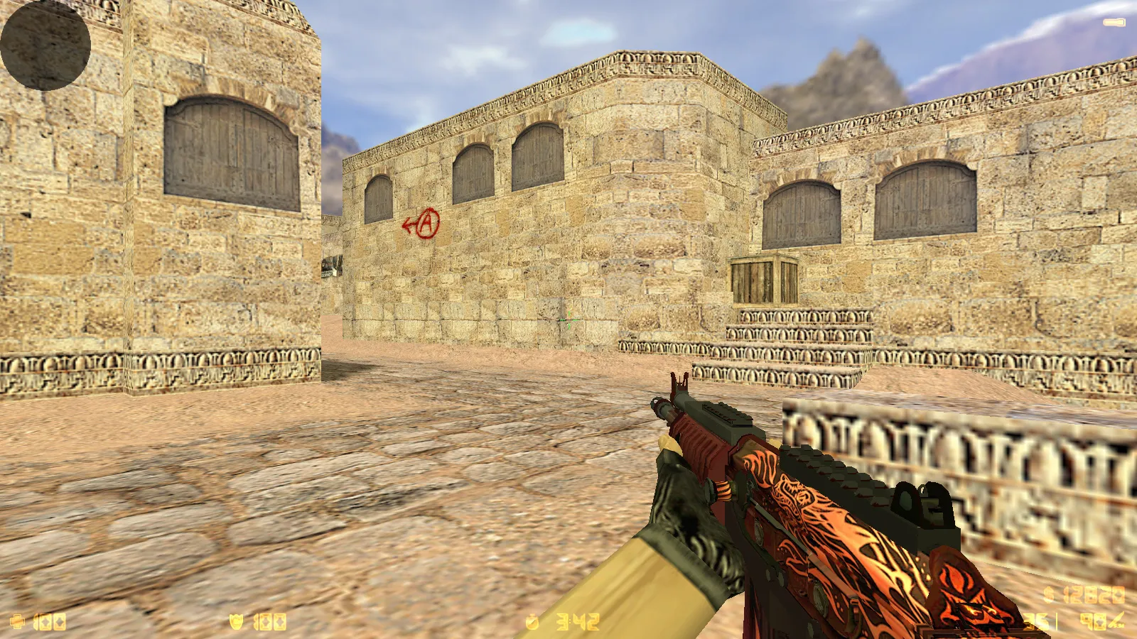 Скриншот  CS 1.6 2021 года: сборка с 9 правками, 29 скинами оружия, темным меню, Howl-фоном и оптимизированным конфигом