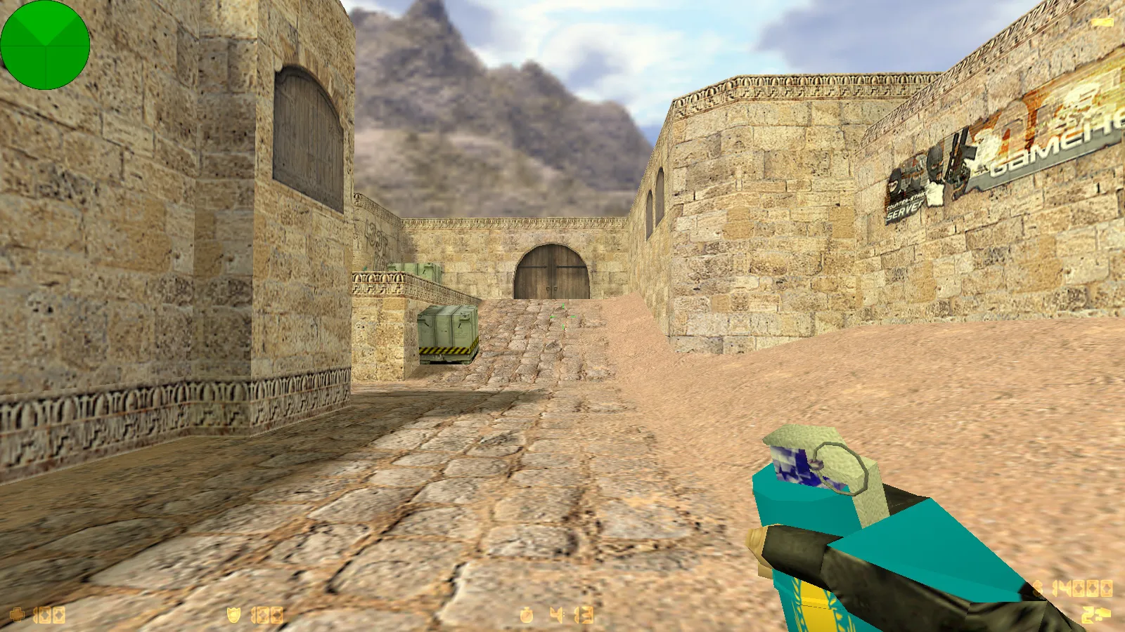 Скриншот  CS 1.6 от Абу Казахстан: сборка с флагом Казахстана, 6 дополнениями, Dust2 фон, музыка в меню и оптимизированный конфиг