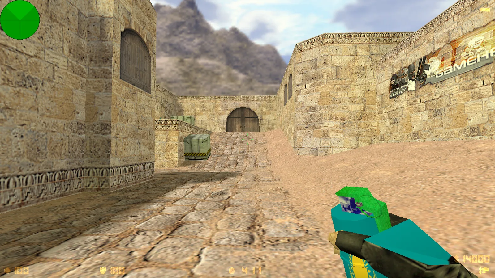 Скриншот  CS 1.6 от Абу Казахстан: сборка с флагом Казахстана, 6 дополнениями, Dust2 фон, музыка в меню и оптимизированный конфиг