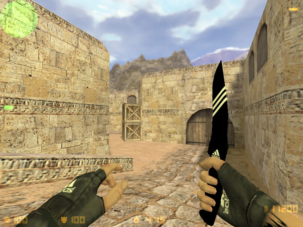 Скриншот CS 1.6 adidas сборка: 27 черных скинов, спецназ и террористы в костюмах, темная тема меню и оптимизированный конфиг