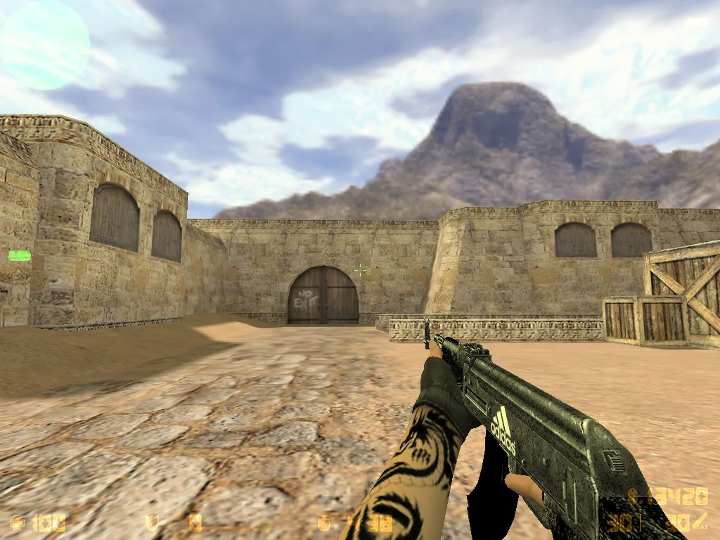 Скриншот CS 1.6 adidas сборка: 27 черных скинов, спецназ и террористы в костюмах, темная тема меню и оптимизированный конфиг