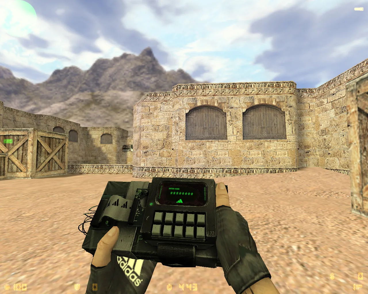 Скриншот  CS 1.6 adidas сборка: 27 черных скинов, спецназ и террористы в костюмах, темная тема меню и оптимизированный конфиг