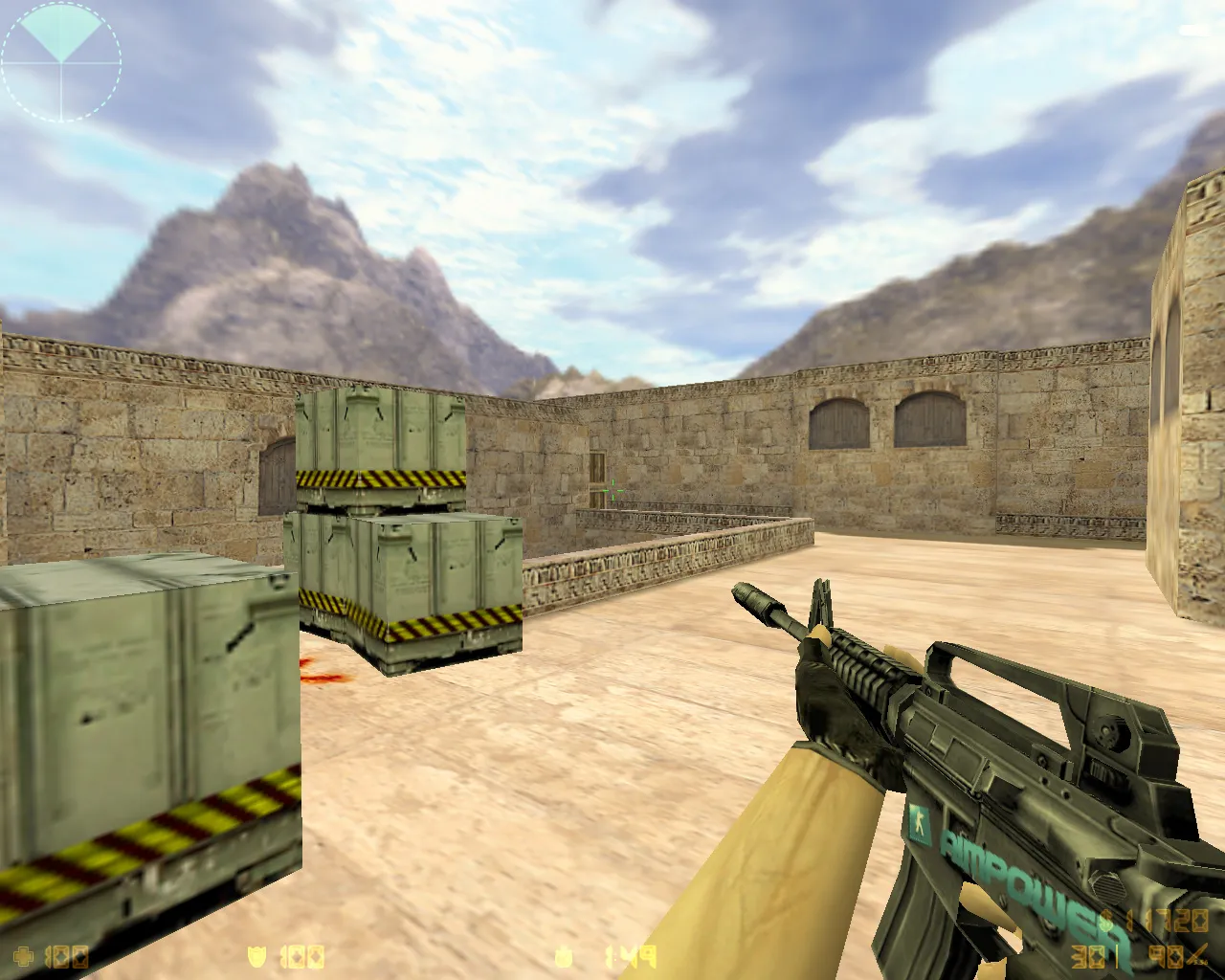 Скриншот  CS 1.6 от AIMPOWER: блогерская сборка с 7 правками, скинами, красно-синими моделями, черным меню и оптимизированным конфигом