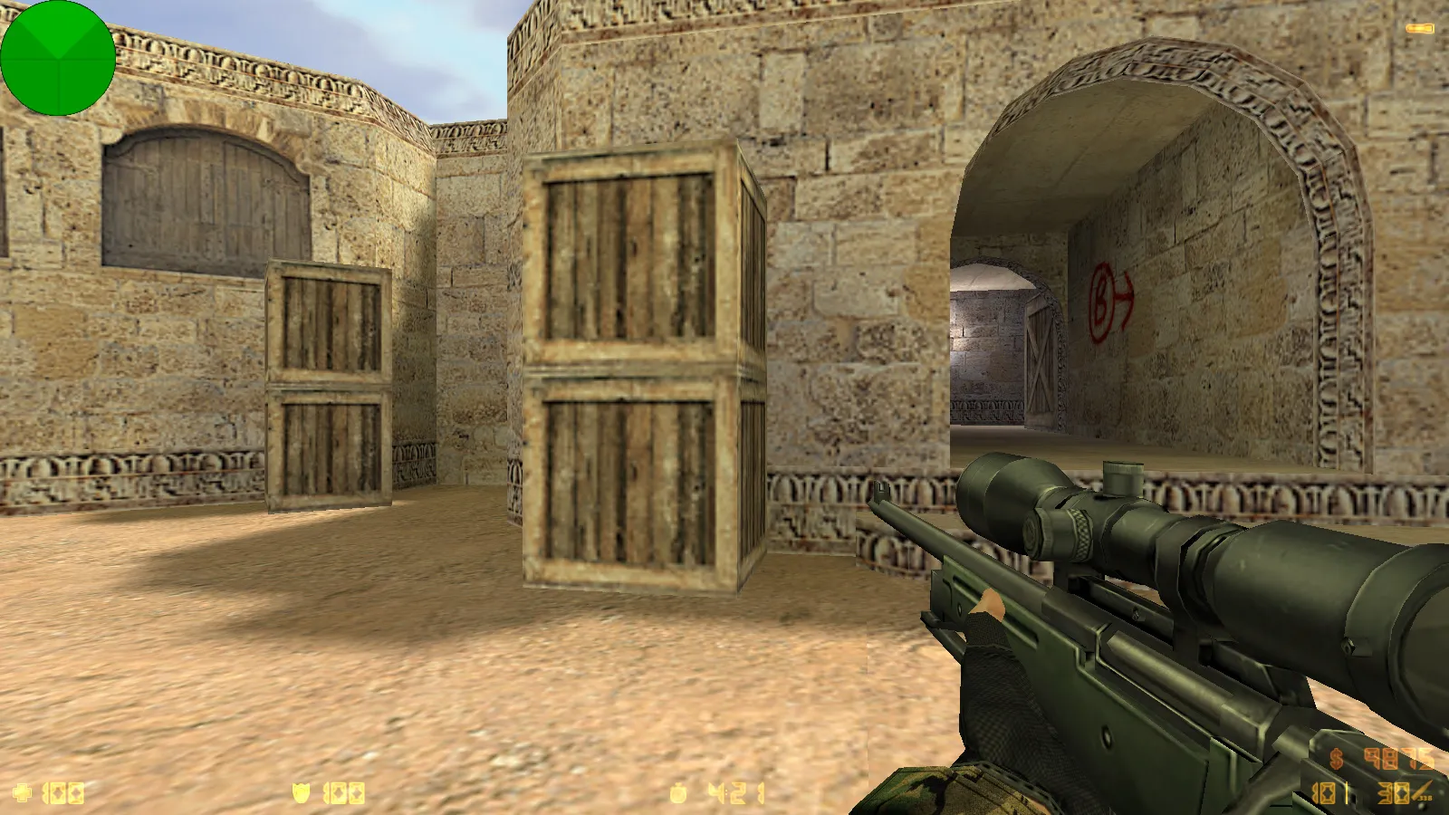 Скриншот  CS 1.6 Альфа Антитеррор: 8 допов, 29 скинов с камуфляжем, темное меню, звуки и оптимизированный конфиг