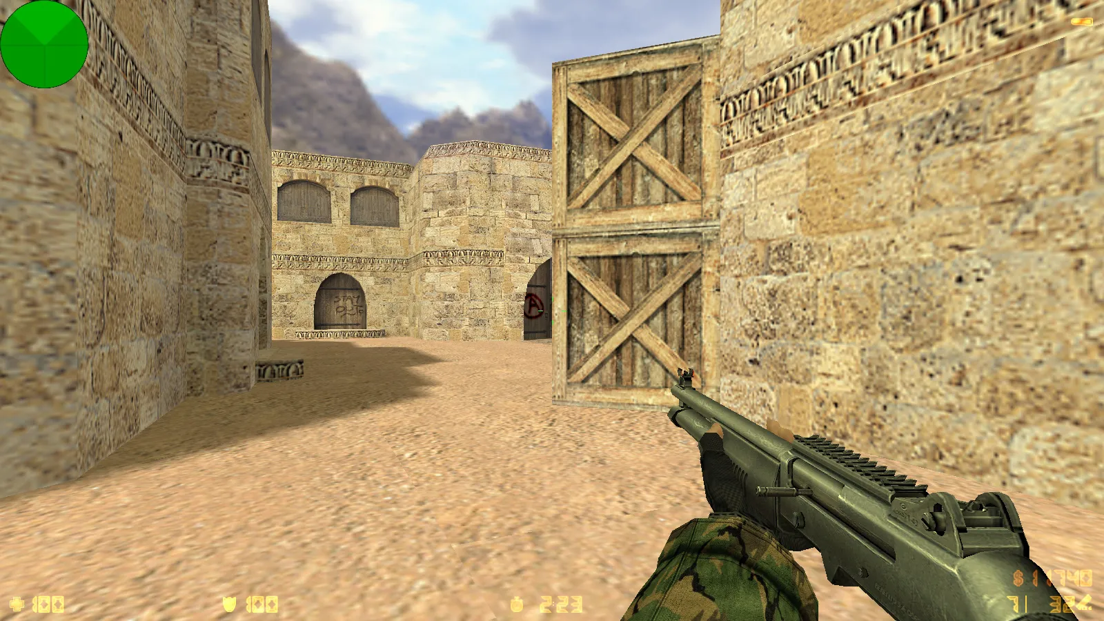 Скриншот  CS 1.6 Альфа Антитеррор: 8 допов, 29 скинов с камуфляжем, темное меню, звуки и оптимизированный конфиг