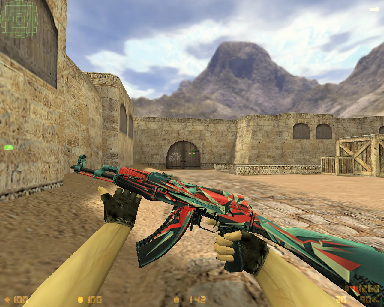 Скриншот CS 1.6 от Амона 2016 v3: блогерская сборка с 27 скинами оружия, красно-синим HUD и оптимизированным config.cfg