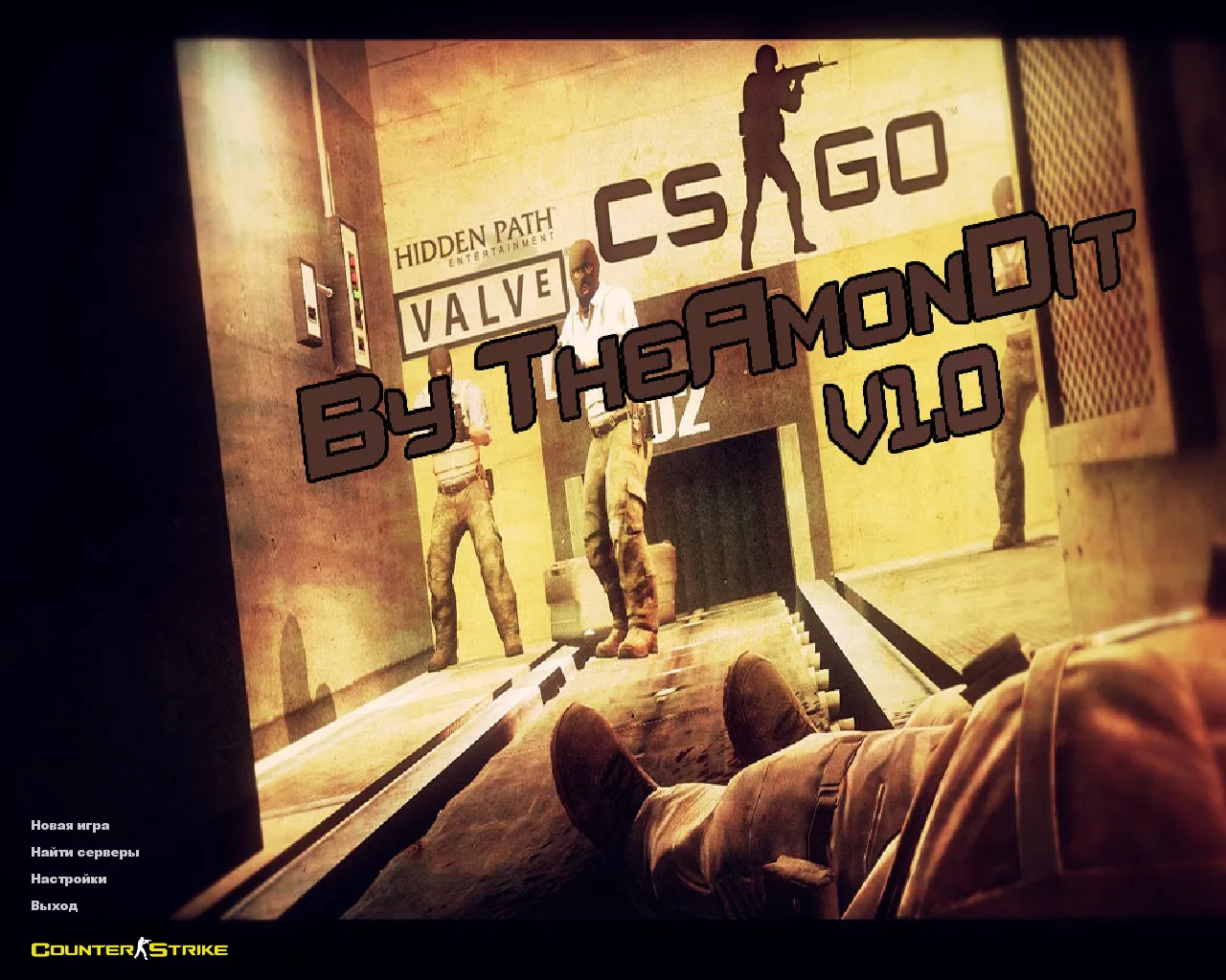 Скриншот CS 1.6 от Амона 2017 v1: блогерская сборка с 26 скинами, темной темой меню, звуками и оптимизированным конфигом