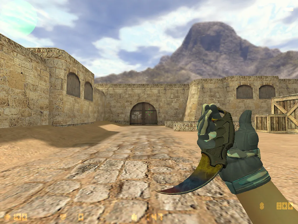 Скриншот CS 1.6 от Амона 2017 v4: 27 скинов с осмотром F, мотоциклетные перчатки, темное меню, музыка и оптимизированный конфиг