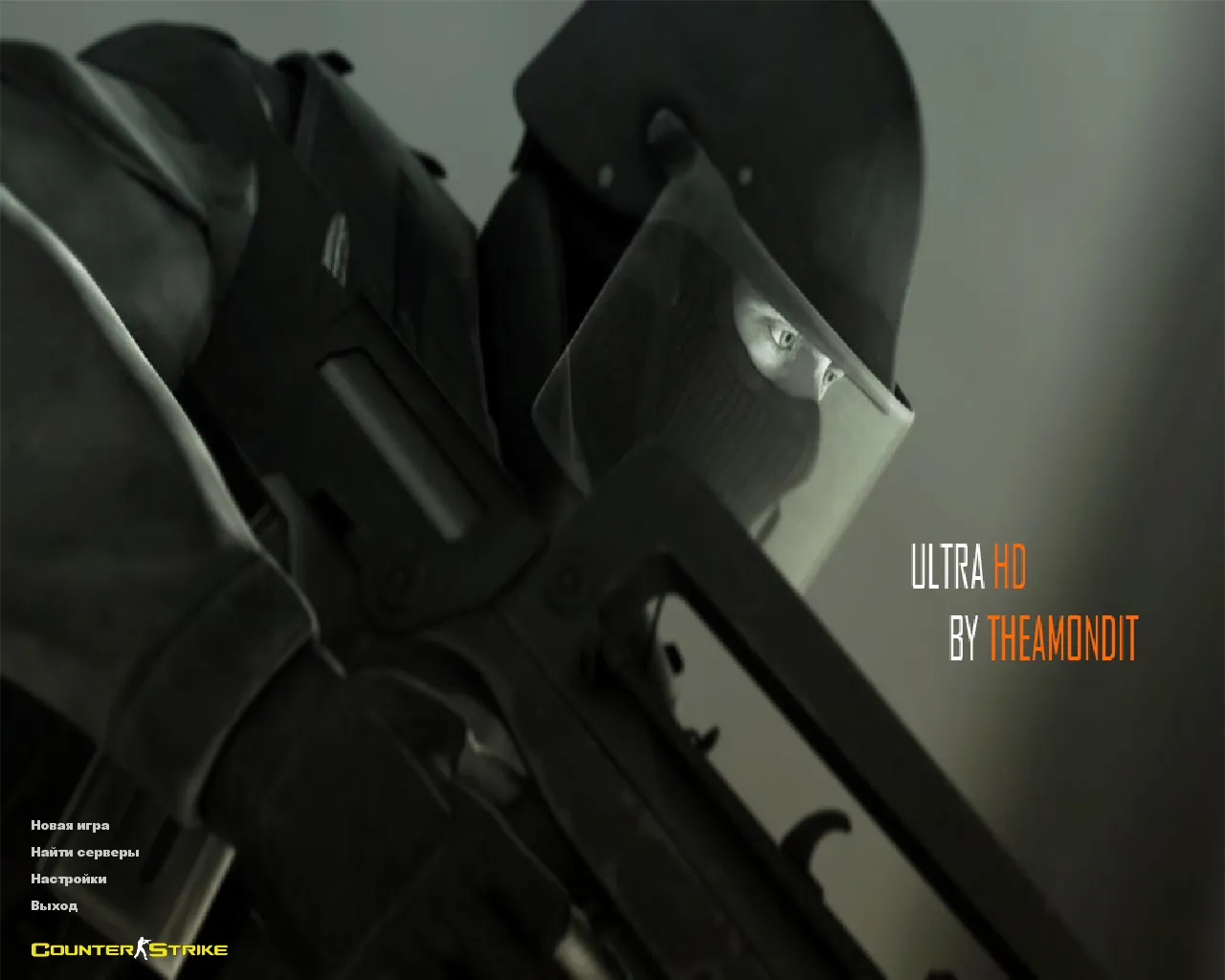 Скриншот CS 1.6 Ultra HD от TheAmonDit: v_ и p_ модели, тату руки, темное меню и оптимизированный конфиг