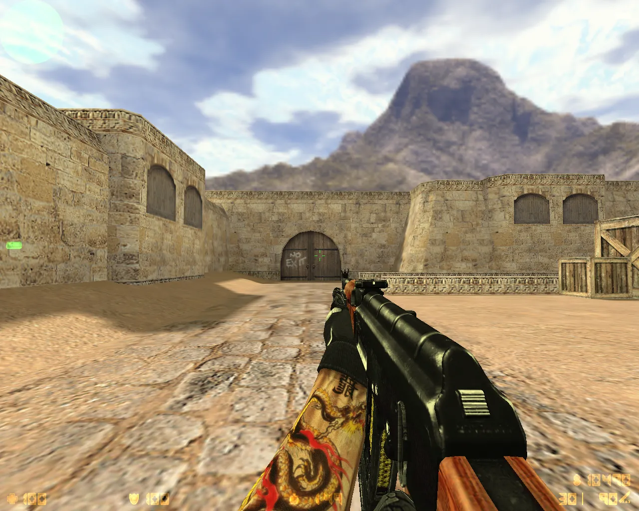 Скриншот CS 1.6 Ultra HD от TheAmonDit: v_ и p_ модели, тату руки, темное меню и оптимизированный конфиг