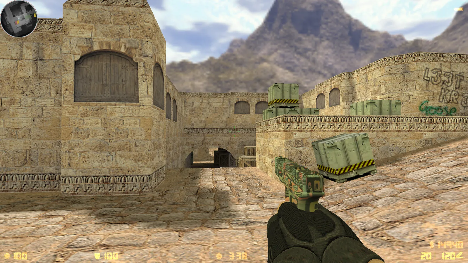 Скриншот  CS 1.6 Ancient: сборка с 29 скинами оружия, красно-синими моделями, темным меню и оптимизированным конфигом