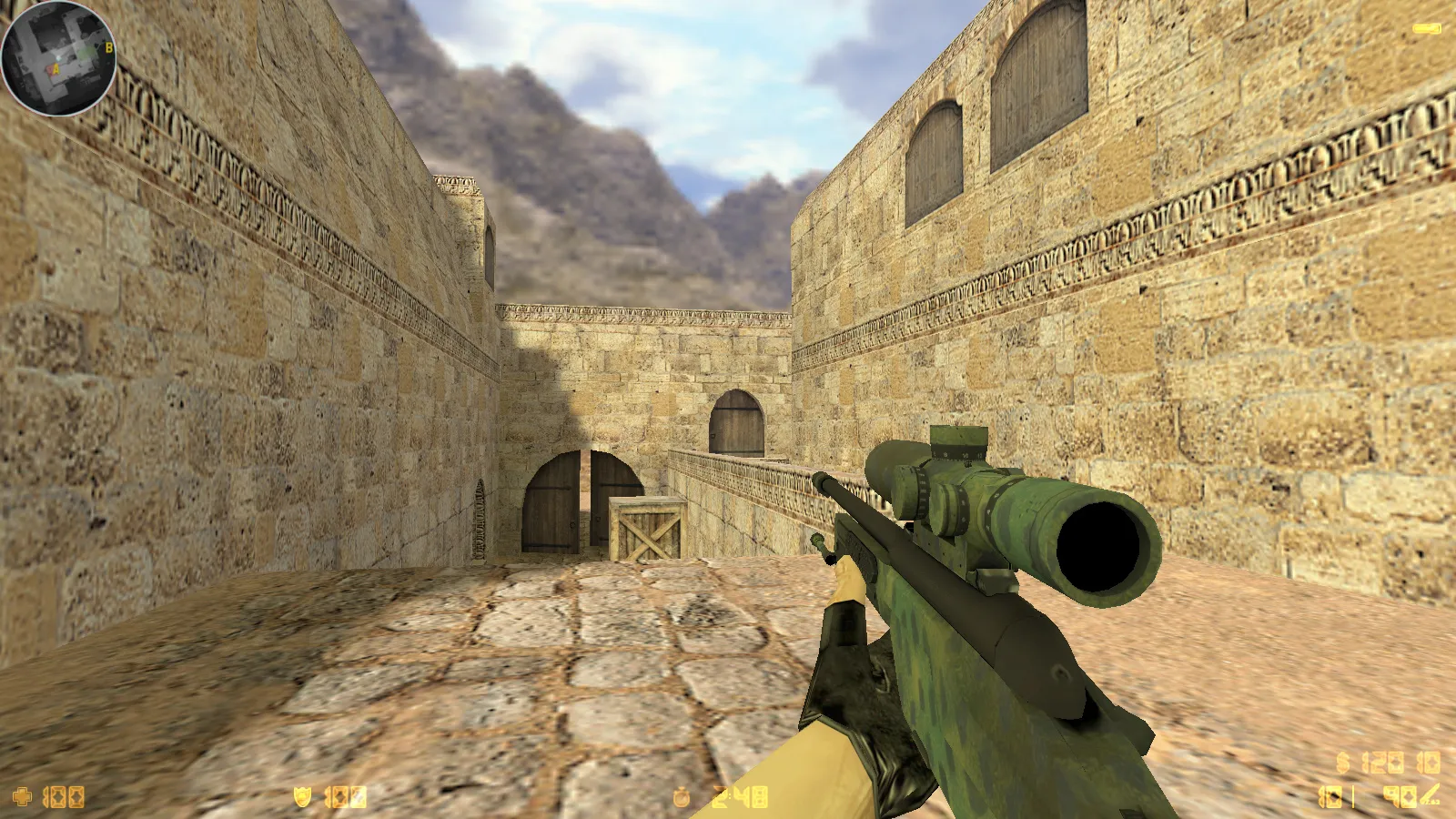 Скриншот  CS 1.6 Ancient: сборка с 29 скинами оружия, красно-синими моделями, темным меню и оптимизированным конфигом