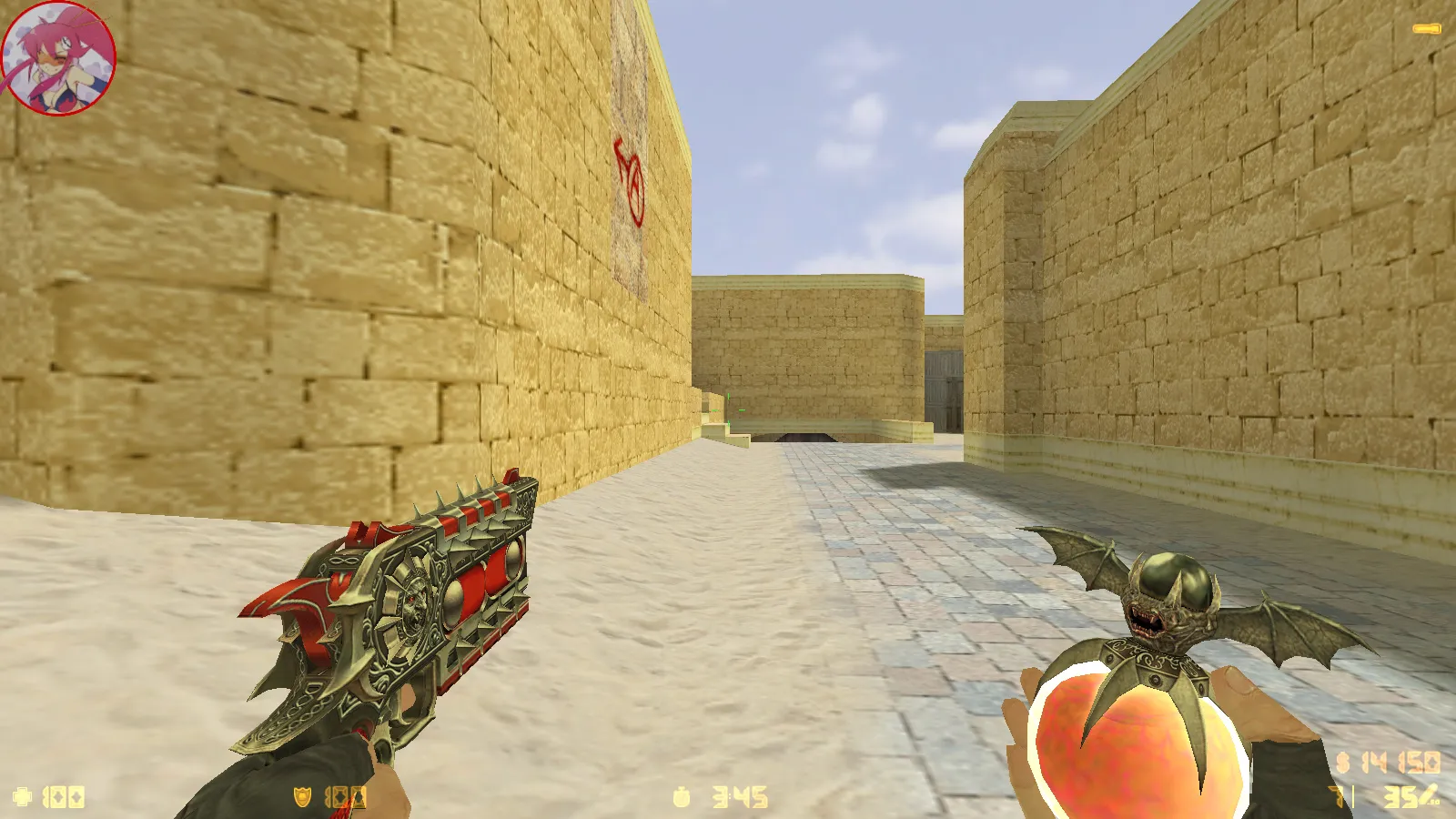 Скриншот  CS 1.6 Аниме версия: моды, 29 моделей оружия, монстры за стороны, кирито и Асуна в меню, звуки и оптимизированный конфиг