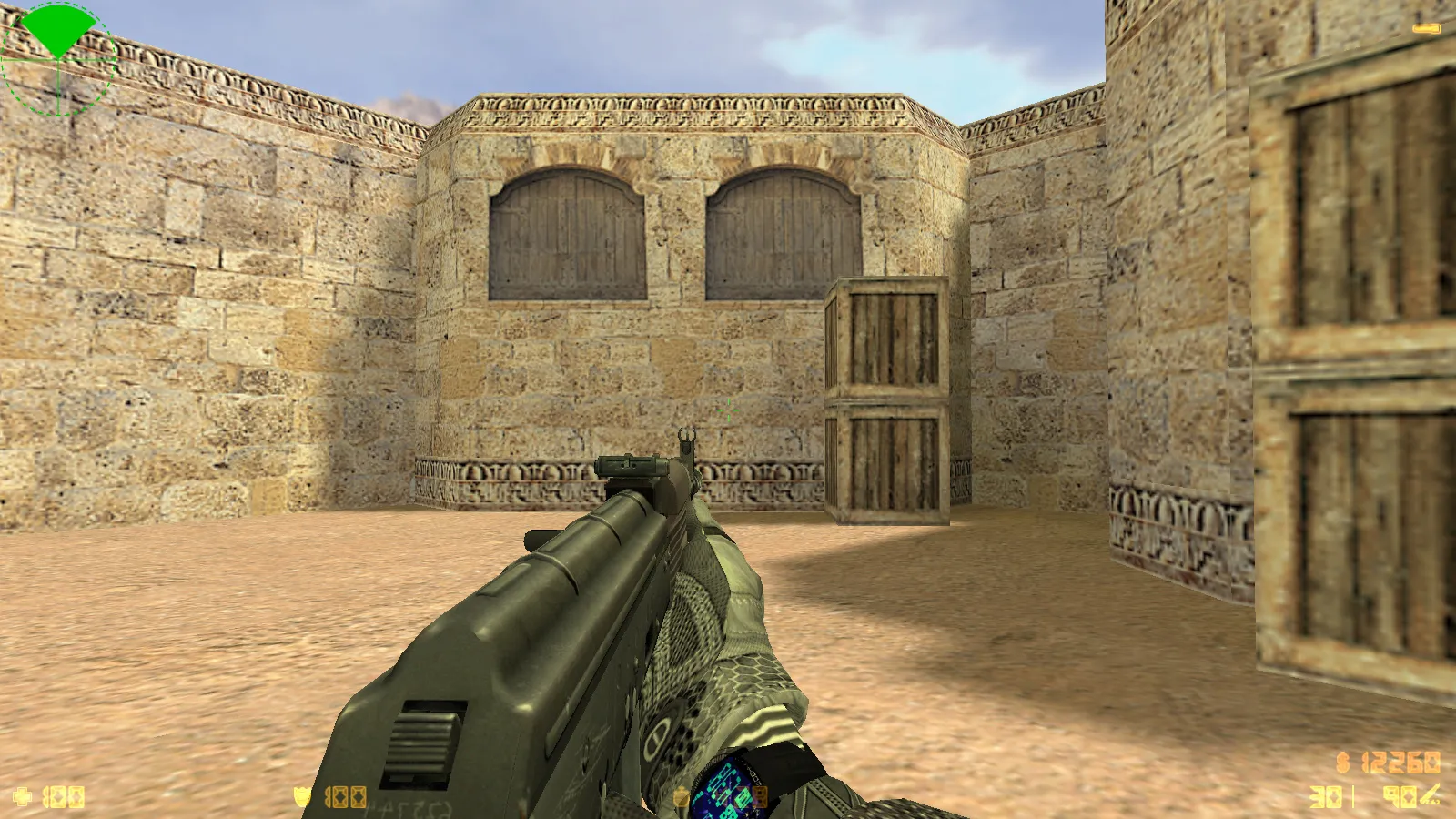 Скриншот CS 1.6 Antiterror: скины и графика, 29 моделей оружия, перчатки, меню в темно-сером стиле и оптимизированный конфиг