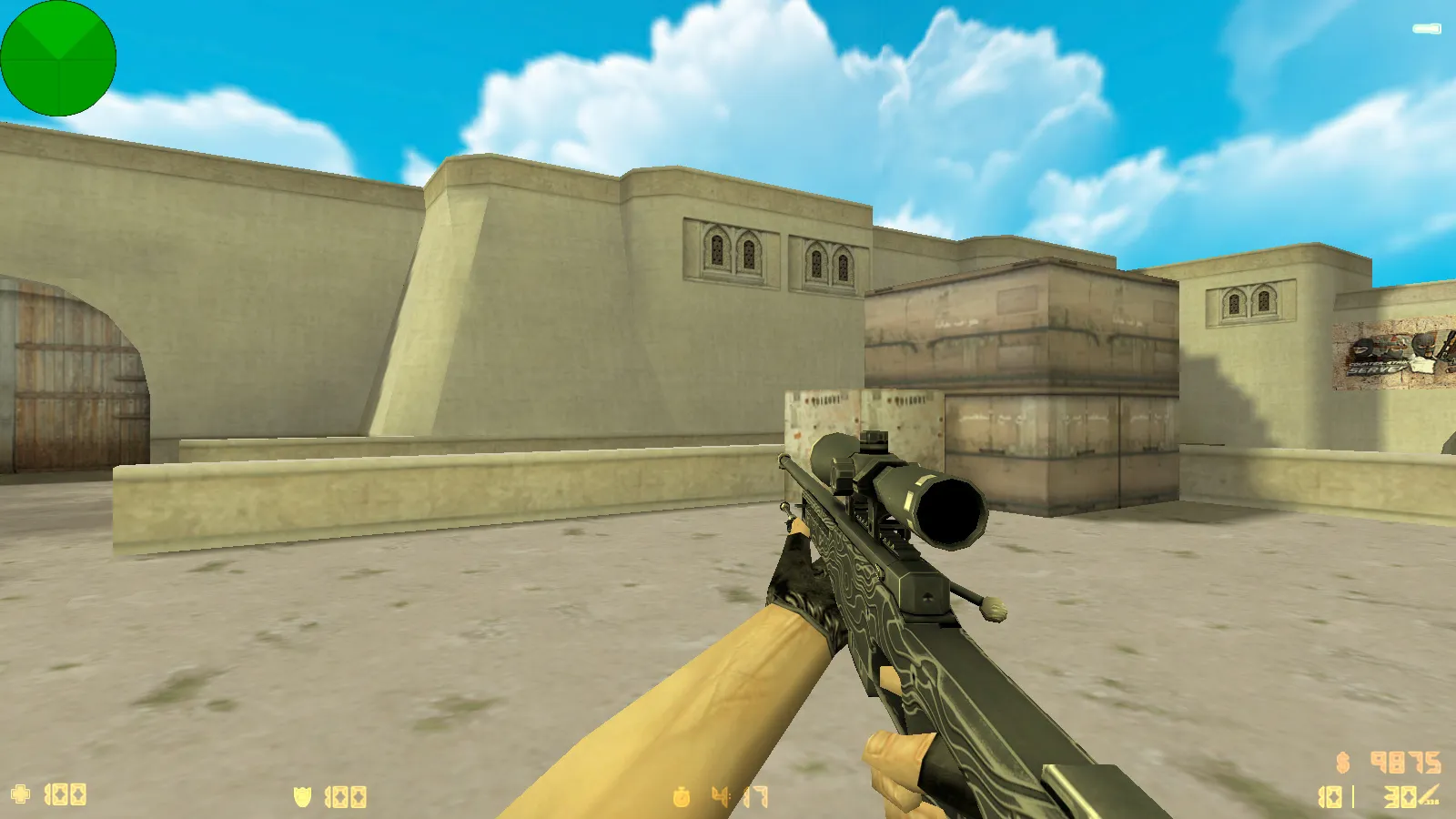 Скриншот CS 1.6 Анубис — сборка с паком оружия v_/p_/w_ и графикой: небо, текстуры карт, звуки, русские ники