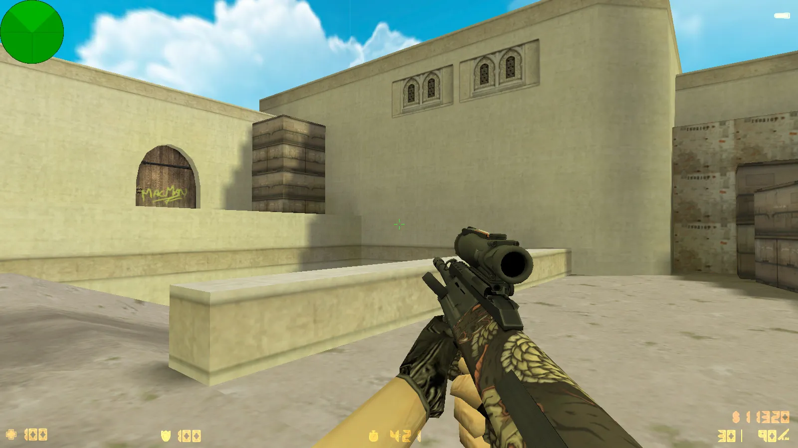 Скриншот  CS 1.6 Анубис — сборка с паком оружия v_/p_/w_ и графикой: небо, текстуры карт, звуки, русские ники