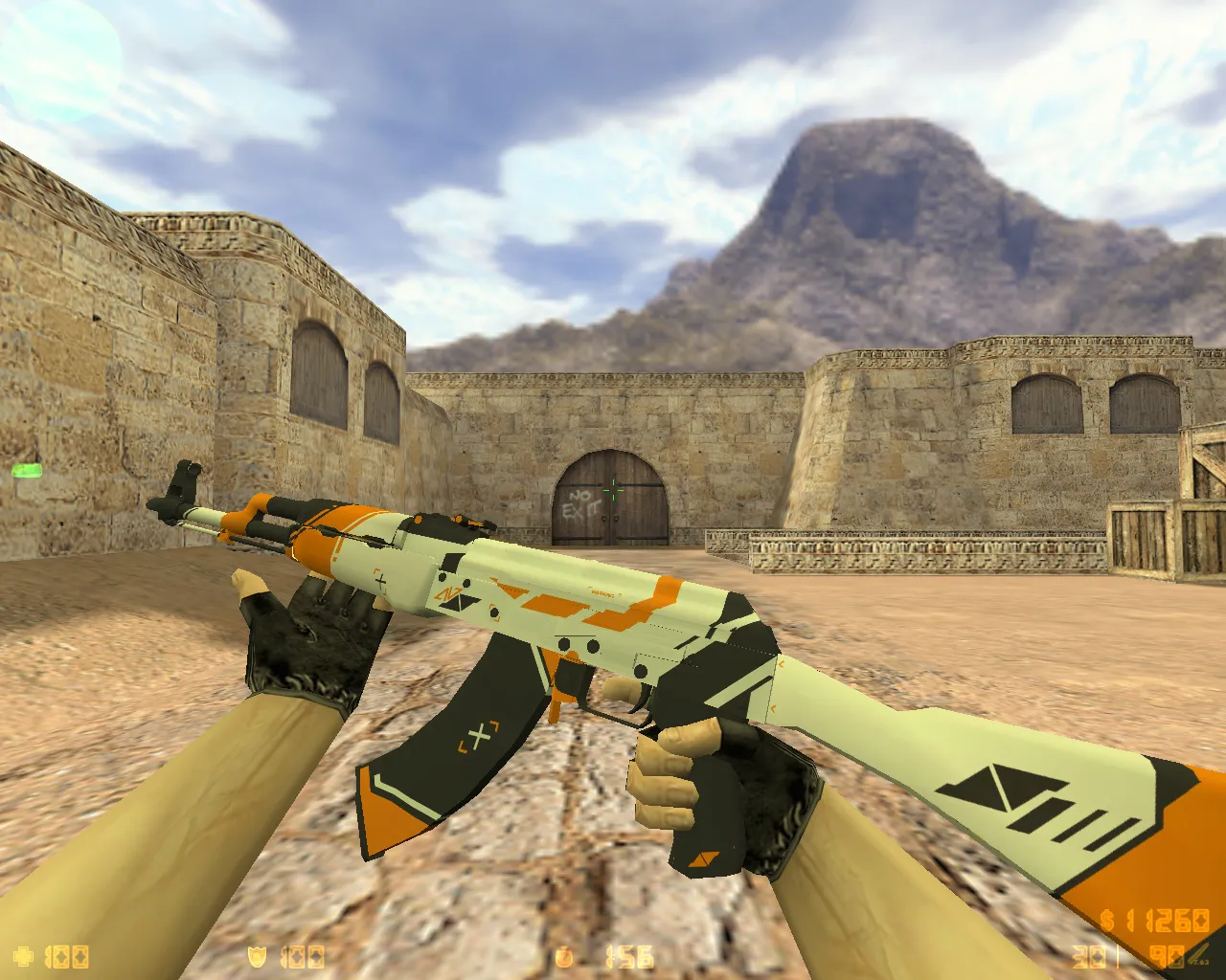 Скриншот CS 1.6 «Азимов» — сборка с скинами Asiimov, ACS модели игроков, темным меню и оптимизированным конфигом