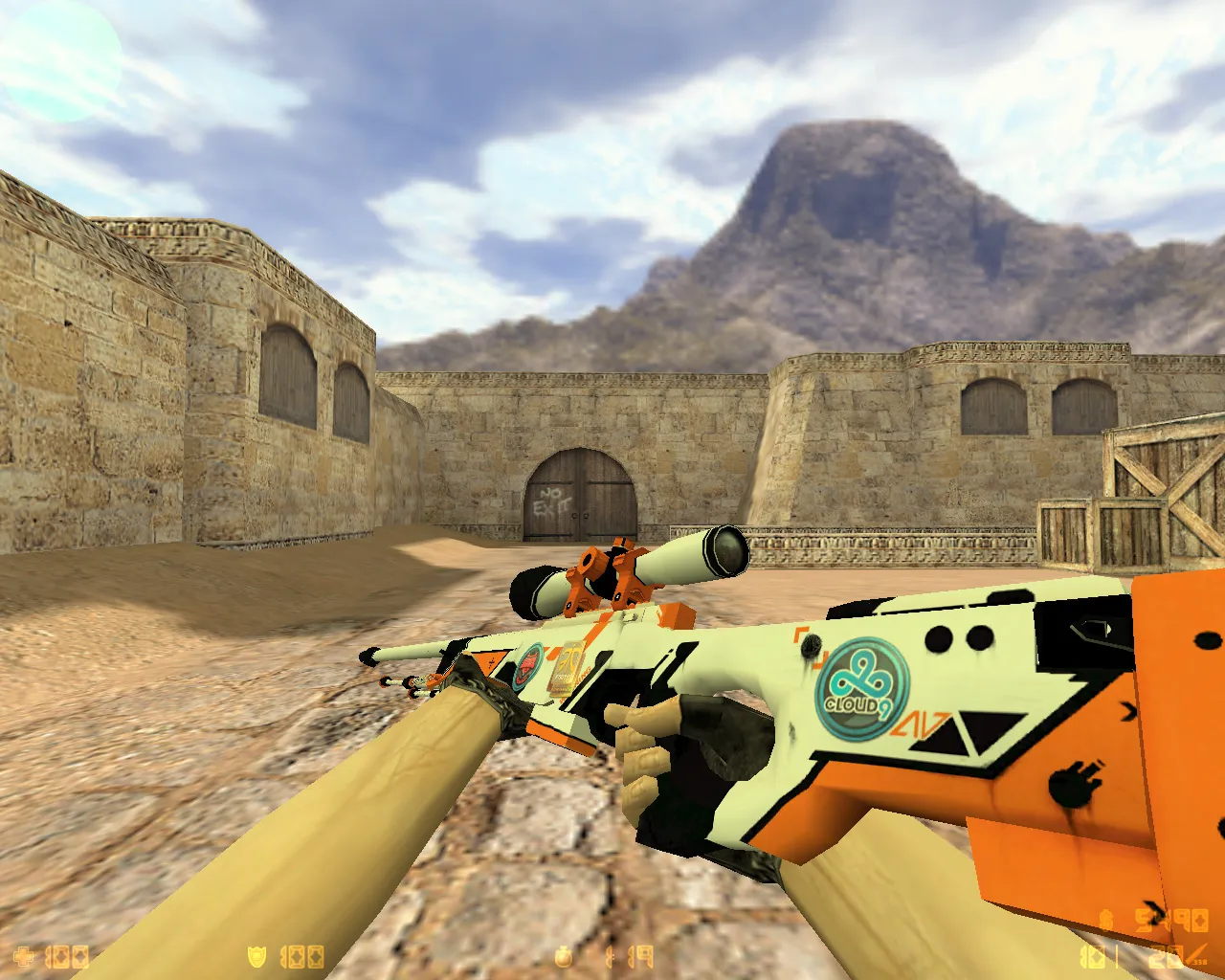 Скриншот CS 1.6 «Азимов» — сборка с скинами Asiimov, ACS модели игроков, темным меню и оптимизированным конфигом