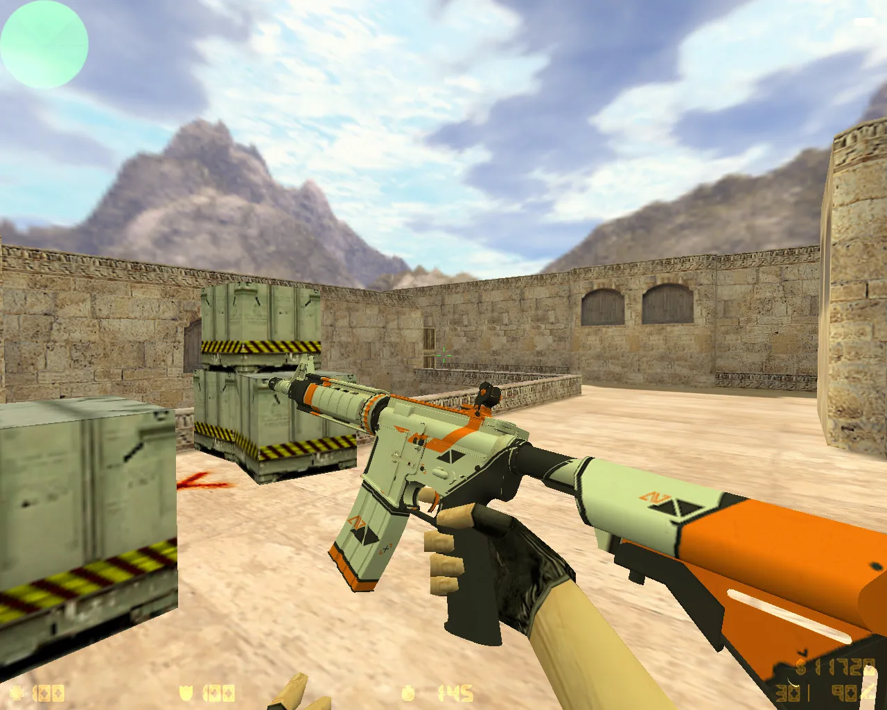 Скриншот  CS 1.6 «Азимов» — сборка с скинами Asiimov, ACS модели игроков, темным меню и оптимизированным конфигом