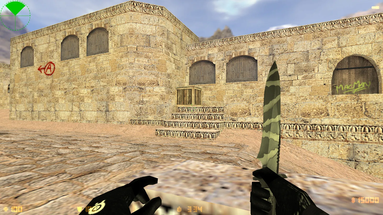 Скриншот CS 1.6 Aurora — сборка со скинами, черно-серой темой, SteelSeries рукавами, патронами в меню и оптимизированным конфигом