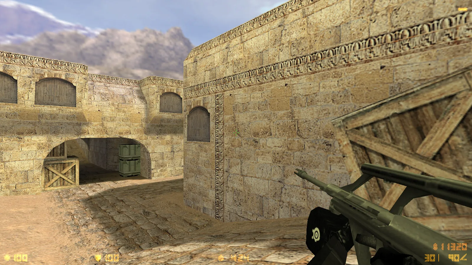 Скриншот  CS 1.6 Aurora — сборка со скинами, черно-серой темой, SteelSeries рукавами, патронами в меню и оптимизированным конфигом