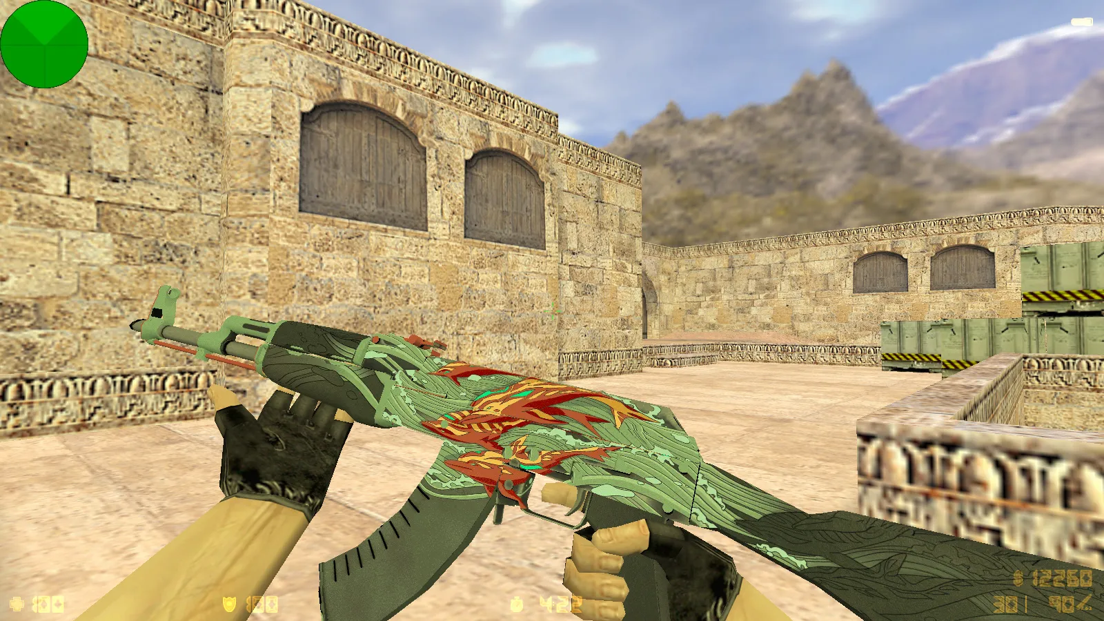 Скриншот CS 1.6 от Blaze: сборка с CS2-скинами, красно-синими моделями, тёмным меню и оптимизированным конфигом