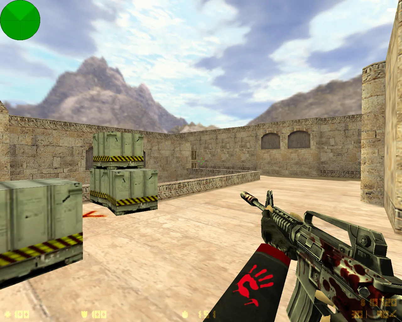 Скриншот  CS 1.6 Bloody — сборка с черными рукавами Bloody, красно-синими моделями и скинами оружия