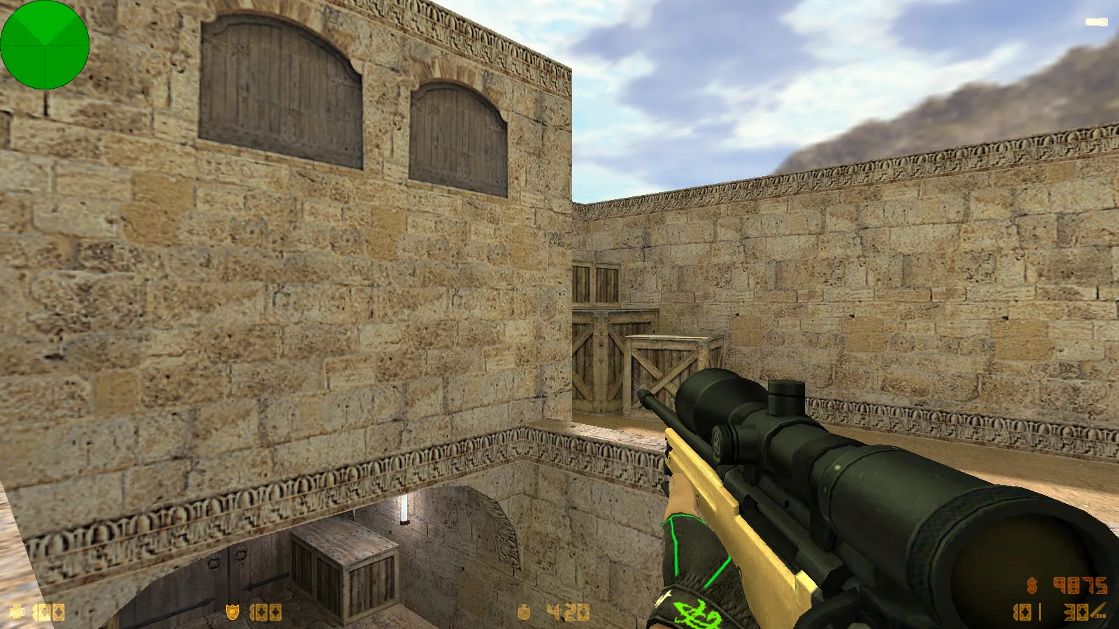 Скриншот  CS 1.6 Bravo — сборка с 29 золотыми моделями оружия, графикой и оптимизированным конфигом, звуками и меню