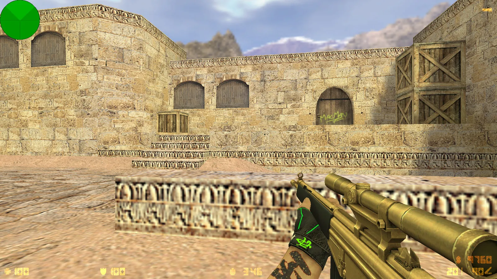 Скриншот  CS 1.6 Bravo — сборка с 29 золотыми моделями оружия, графикой и оптимизированным конфигом, звуками и меню