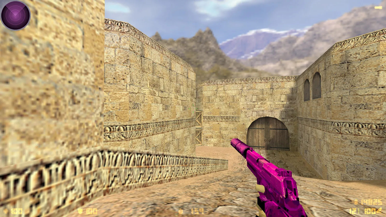 Скриншот  CS 1.6 Bubble Gum сборка: розово-фиолетовые скины, меню-тема, музыка, радар и оптимизированный config.cfg