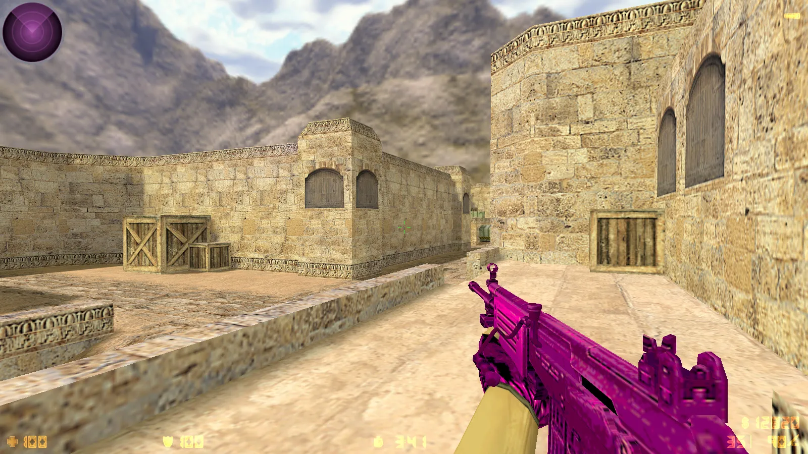 Скриншот  CS 1.6 Bubble Gum сборка: розово-фиолетовые скины, меню-тема, музыка, радар и оптимизированный config.cfg