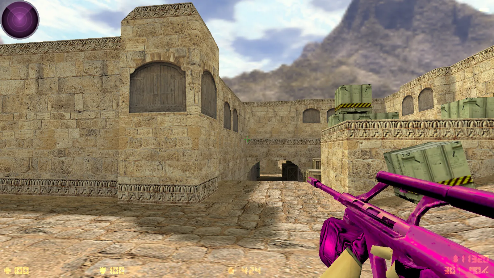 Скриншот  CS 1.6 Bubble Gum сборка: розово-фиолетовые скины, меню-тема, музыка, радар и оптимизированный config.cfg