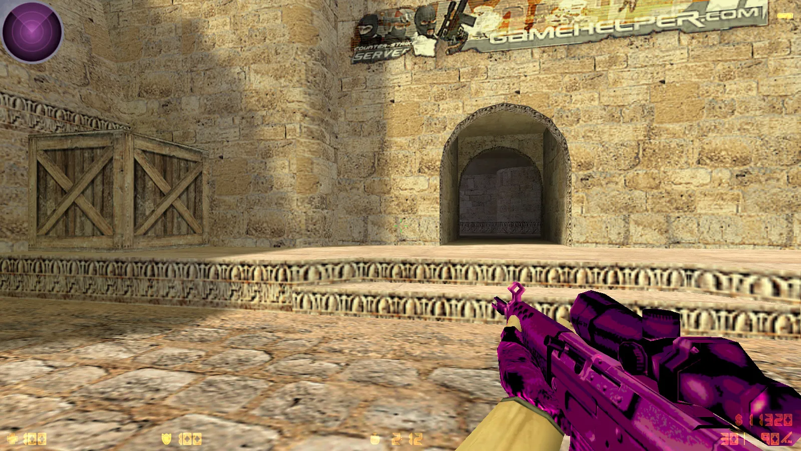 Скриншот  CS 1.6 Bubble Gum сборка: розово-фиолетовые скины, меню-тема, музыка, радар и оптимизированный config.cfg