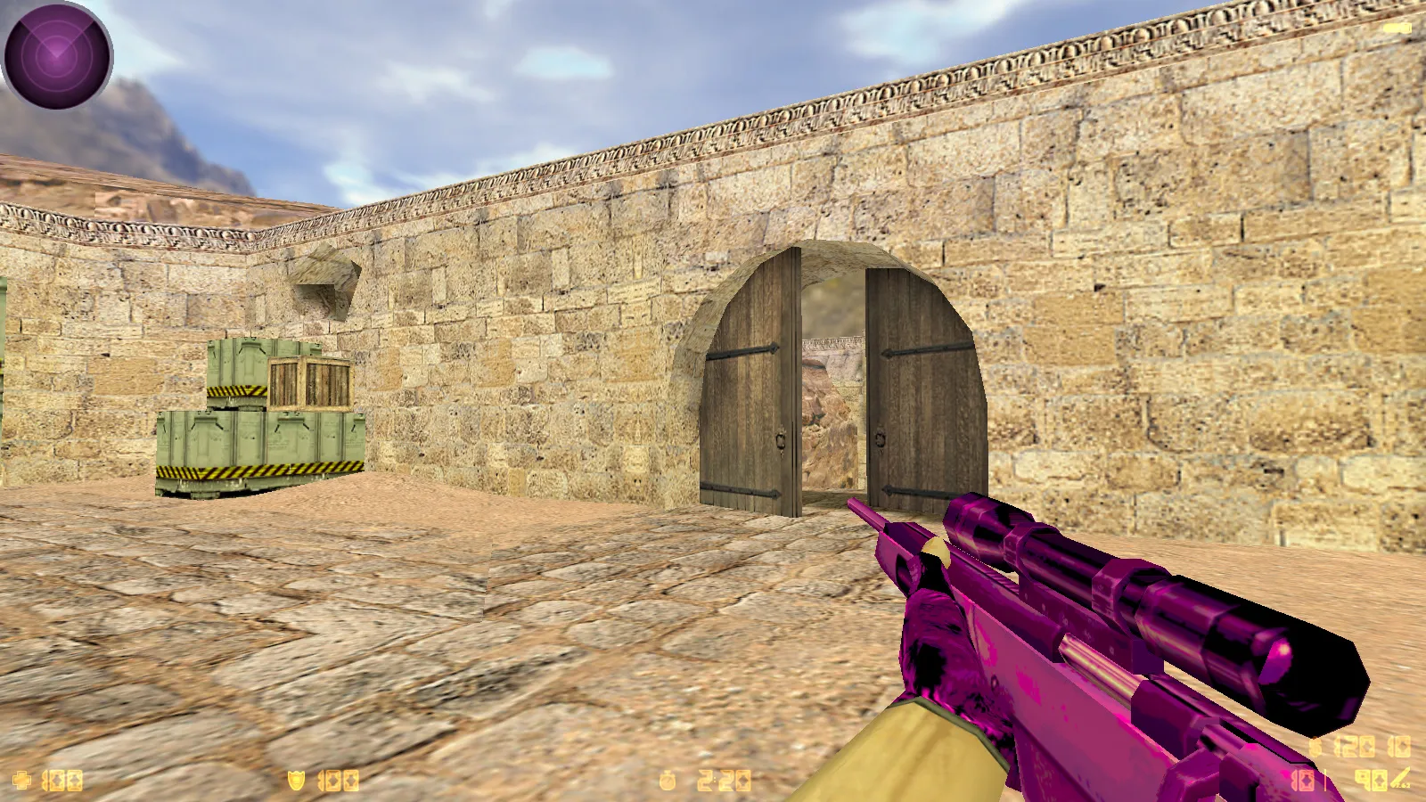 Скриншот  CS 1.6 Bubble Gum сборка: розово-фиолетовые скины, меню-тема, музыка, радар и оптимизированный config.cfg