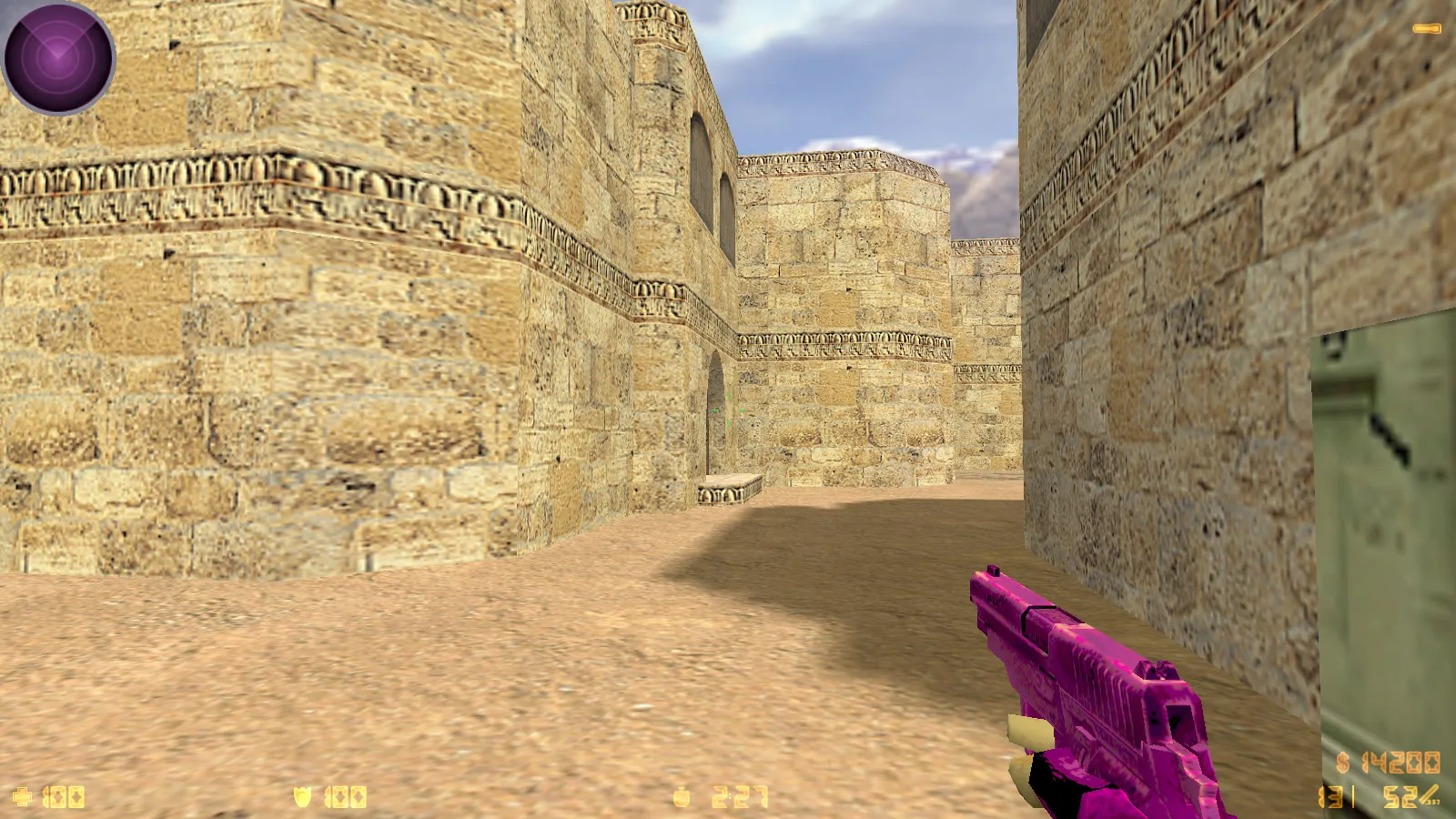 Скриншот  CS 1.6 Bubble Gum сборка: розово-фиолетовые скины, меню-тема, музыка, радар и оптимизированный config.cfg