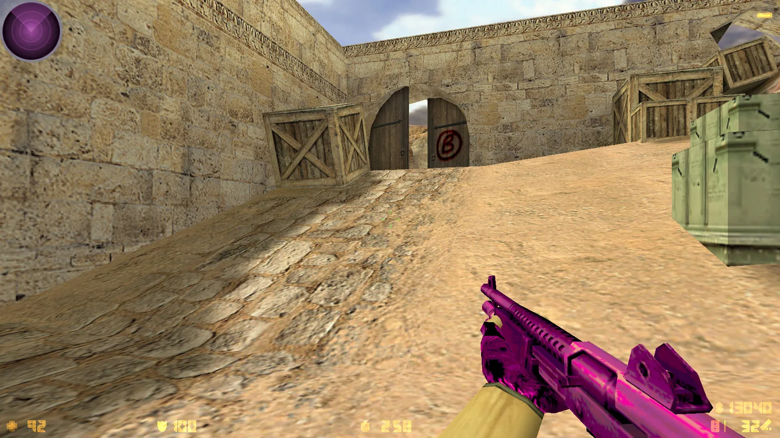 Скриншот  CS 1.6 Bubble Gum сборка: розово-фиолетовые скины, меню-тема, музыка, радар и оптимизированный config.cfg