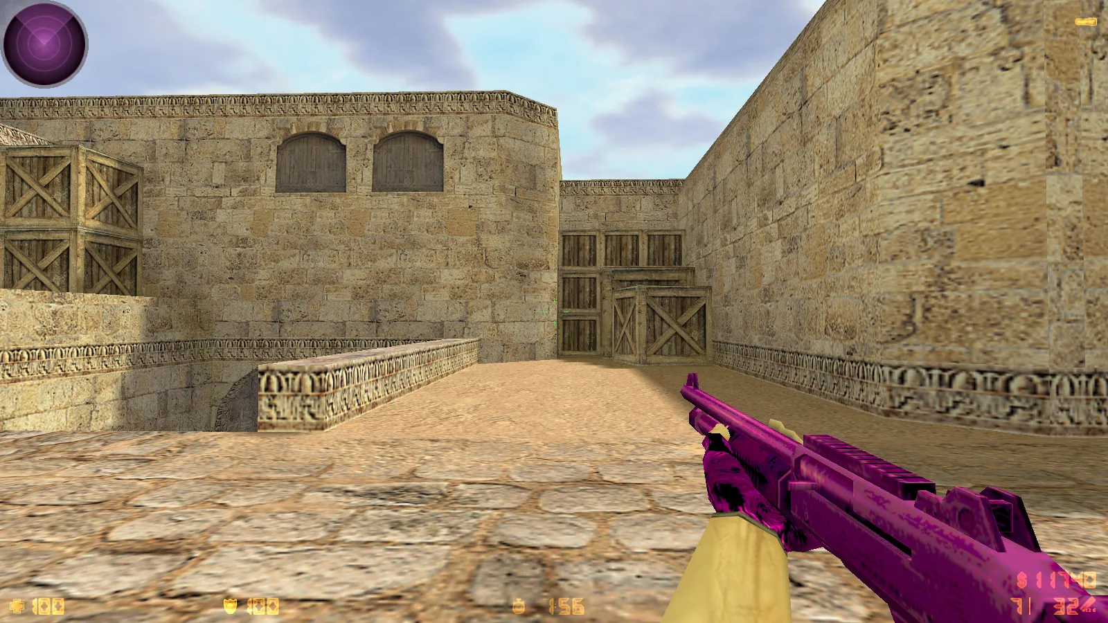 Скриншот  CS 1.6 Bubble Gum сборка: розово-фиолетовые скины, меню-тема, музыка, радар и оптимизированный config.cfg