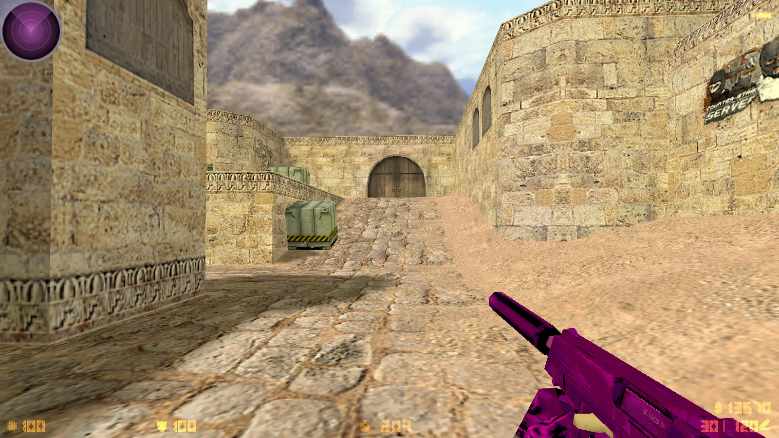 Скриншот  CS 1.6 Bubble Gum сборка: розово-фиолетовые скины, меню-тема, музыка, радар и оптимизированный config.cfg