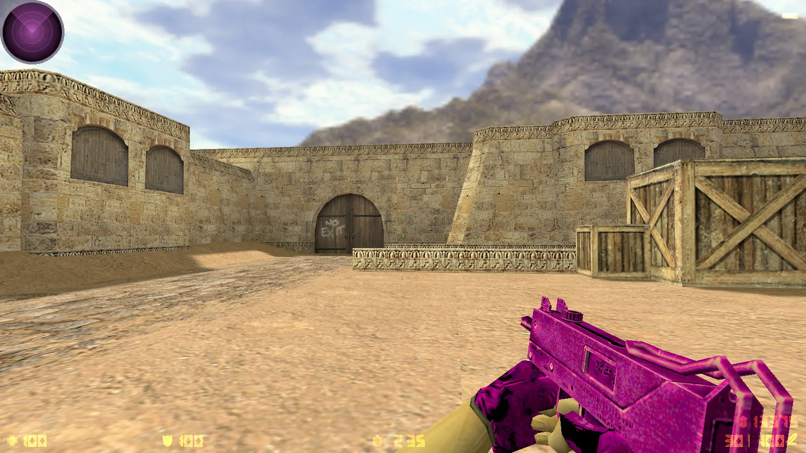 Скриншот  CS 1.6 Bubble Gum сборка: розово-фиолетовые скины, меню-тема, музыка, радар и оптимизированный config.cfg